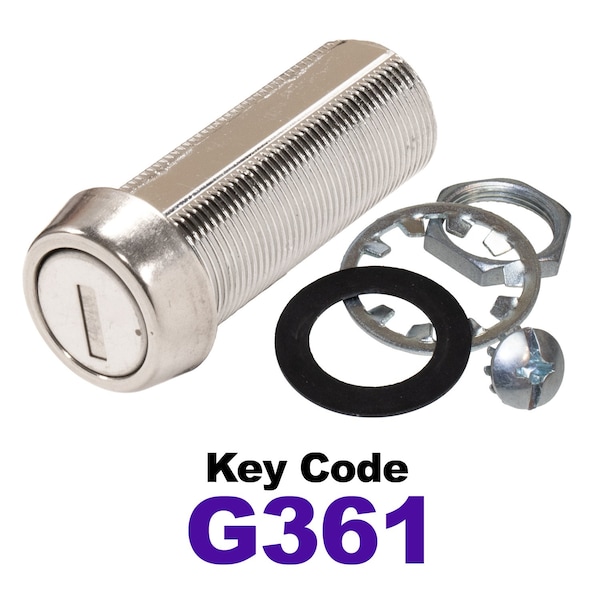 Global RV SS Compartment Lock, Cam/Blade Style, 1-3/4in Threaded Barrel, Blades not Included, Keyed to G361 CLB-361-134-SS - main